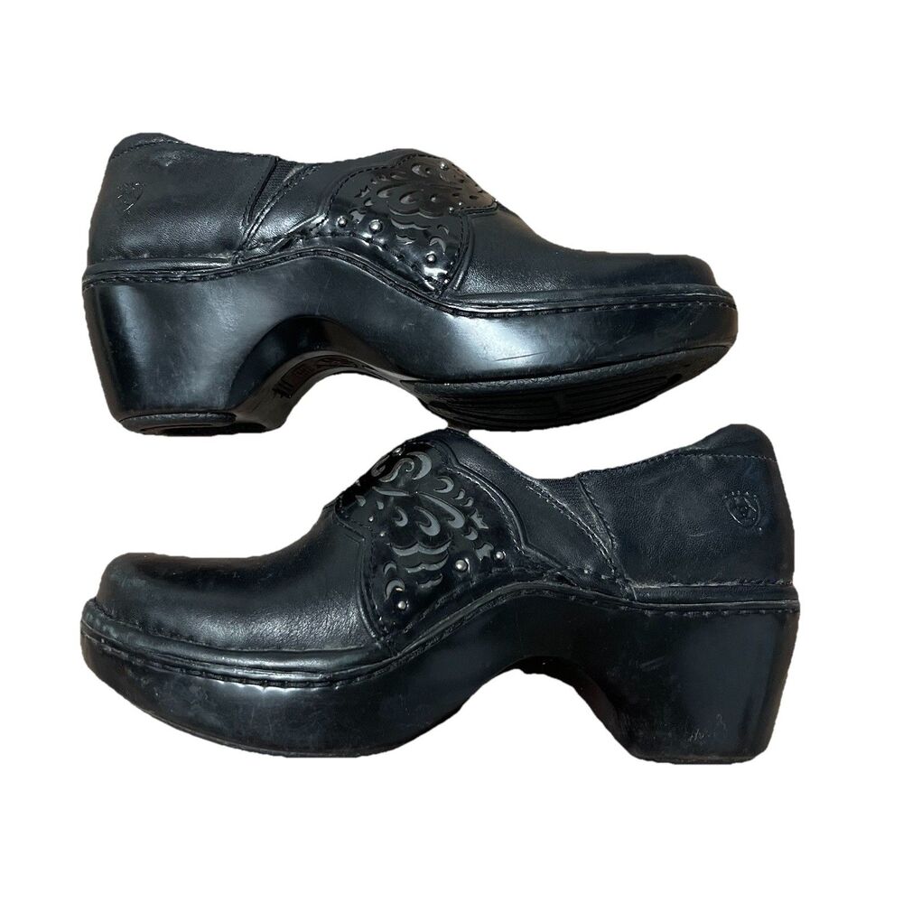 Ariat Women’s Clogs Size 6 B Tambour Black Leather Mules Studded Western Slip On